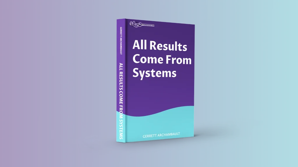 Mockup for All Results Come From Systems Book with gradient background