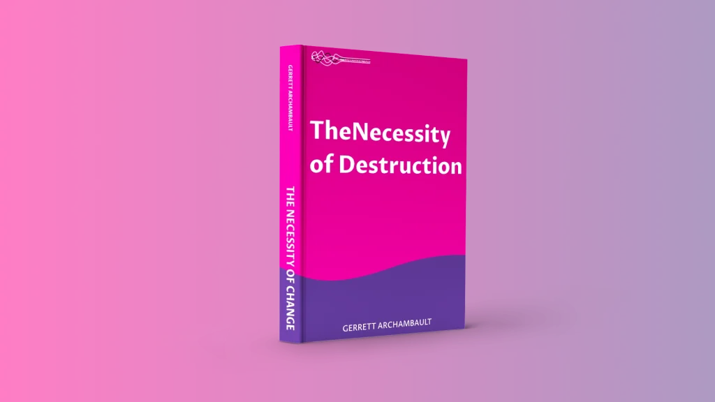 Mockup for The Necessity of Destruction Book with gradient background