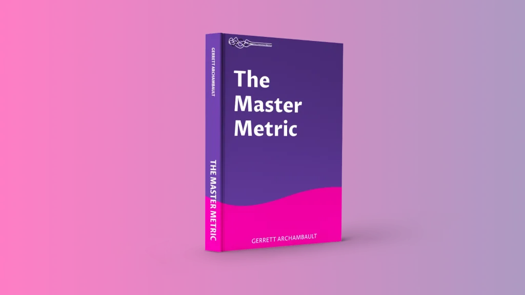 Mockup for The Master Metric Book with gradient background