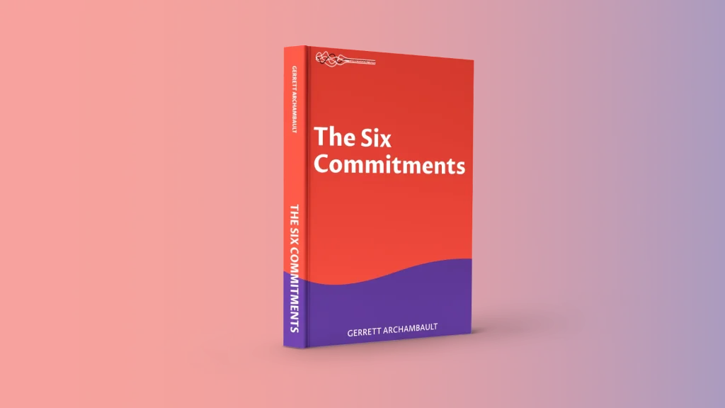 Mockup for The Six Commitments Book with gradient background