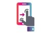 Icon of a hand and fingers interacting with a phone screen.